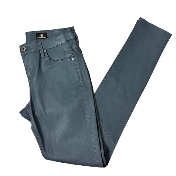 AG Adriano Goldschmied 100% Leather Legging Women’s Sz 28 Super Skinny Blue Gray - Picture 2 of 10